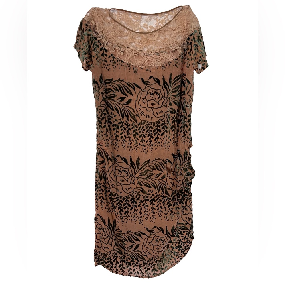 Vintage 20s flapper dress burnout velvet print